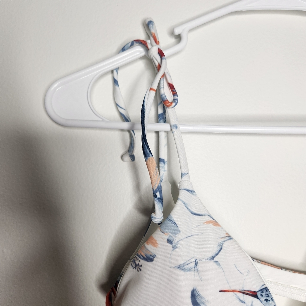 L space‎ Rocky Floral Triangle Bikini Top Medium White - Picture 3 of 6